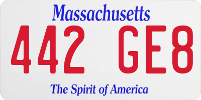 MA license plate 442GE8