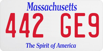MA license plate 442GE9