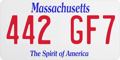 MA license plate 442GF7