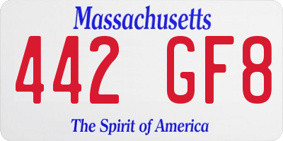 MA license plate 442GF8
