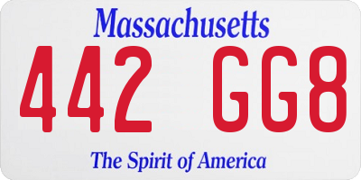 MA license plate 442GG8