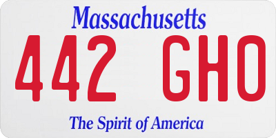MA license plate 442GH0