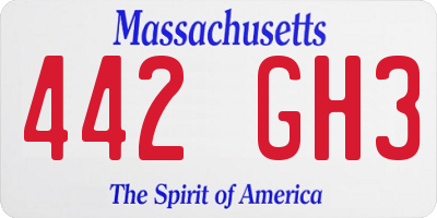 MA license plate 442GH3