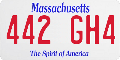 MA license plate 442GH4