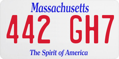 MA license plate 442GH7