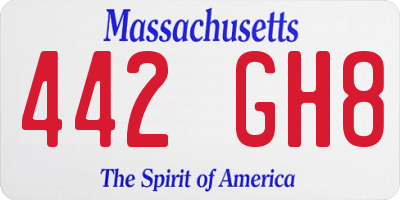 MA license plate 442GH8