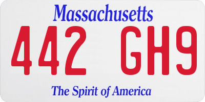 MA license plate 442GH9