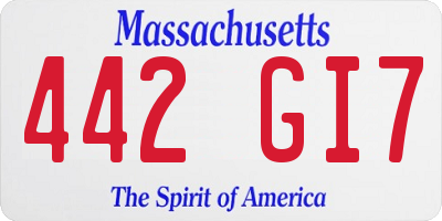 MA license plate 442GI7