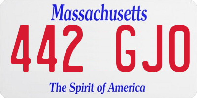 MA license plate 442GJ0