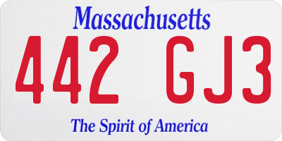 MA license plate 442GJ3