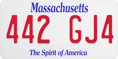 MA license plate 442GJ4