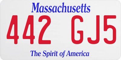 MA license plate 442GJ5