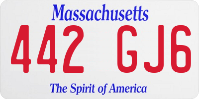 MA license plate 442GJ6