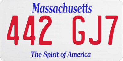 MA license plate 442GJ7