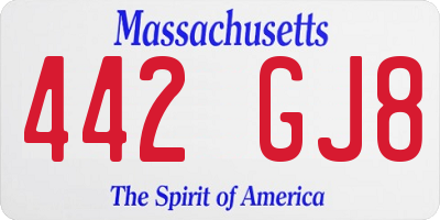 MA license plate 442GJ8