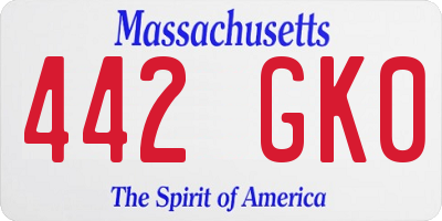 MA license plate 442GK0