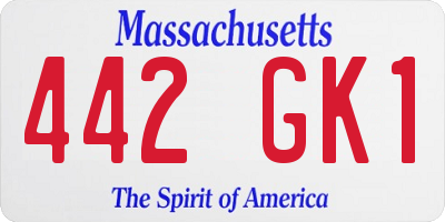 MA license plate 442GK1