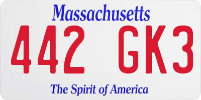 MA license plate 442GK3