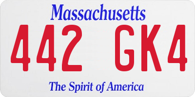 MA license plate 442GK4