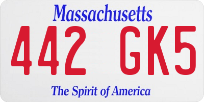 MA license plate 442GK5
