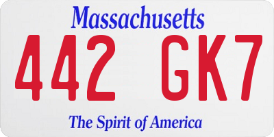 MA license plate 442GK7