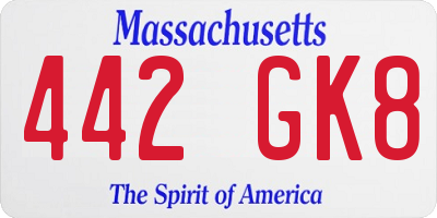 MA license plate 442GK8