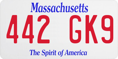 MA license plate 442GK9
