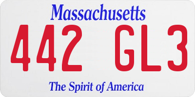 MA license plate 442GL3