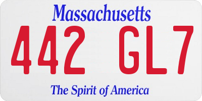 MA license plate 442GL7