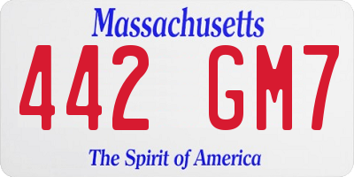 MA license plate 442GM7