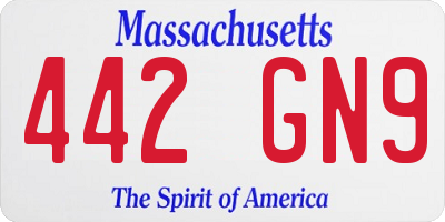 MA license plate 442GN9