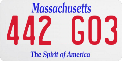 MA license plate 442GO3