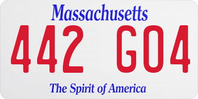 MA license plate 442GO4