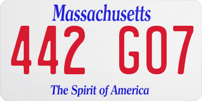 MA license plate 442GO7