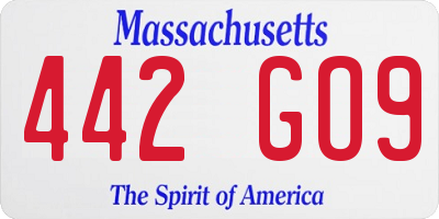 MA license plate 442GO9