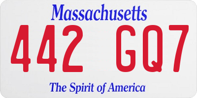 MA license plate 442GQ7