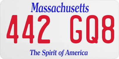 MA license plate 442GQ8