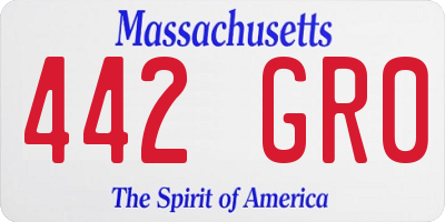 MA license plate 442GR0