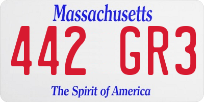 MA license plate 442GR3