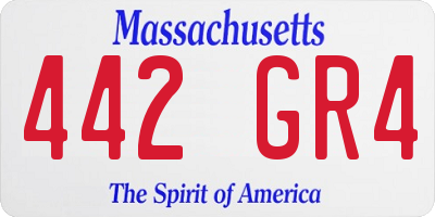 MA license plate 442GR4