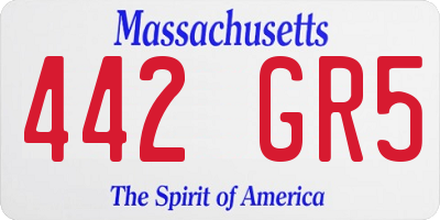 MA license plate 442GR5