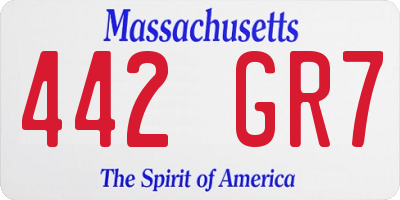 MA license plate 442GR7