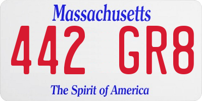 MA license plate 442GR8