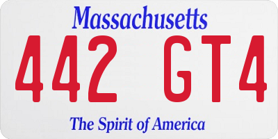 MA license plate 442GT4