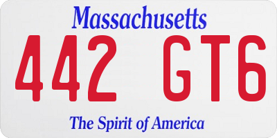 MA license plate 442GT6