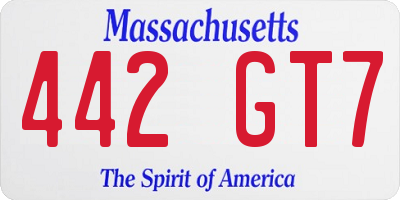MA license plate 442GT7