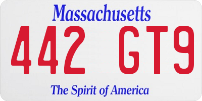 MA license plate 442GT9