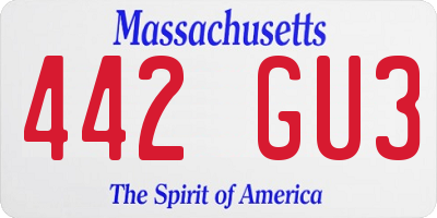 MA license plate 442GU3