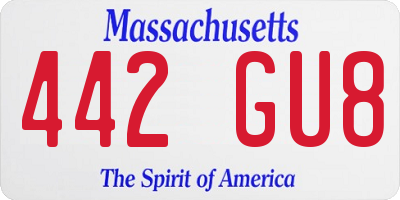 MA license plate 442GU8