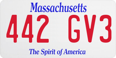MA license plate 442GV3